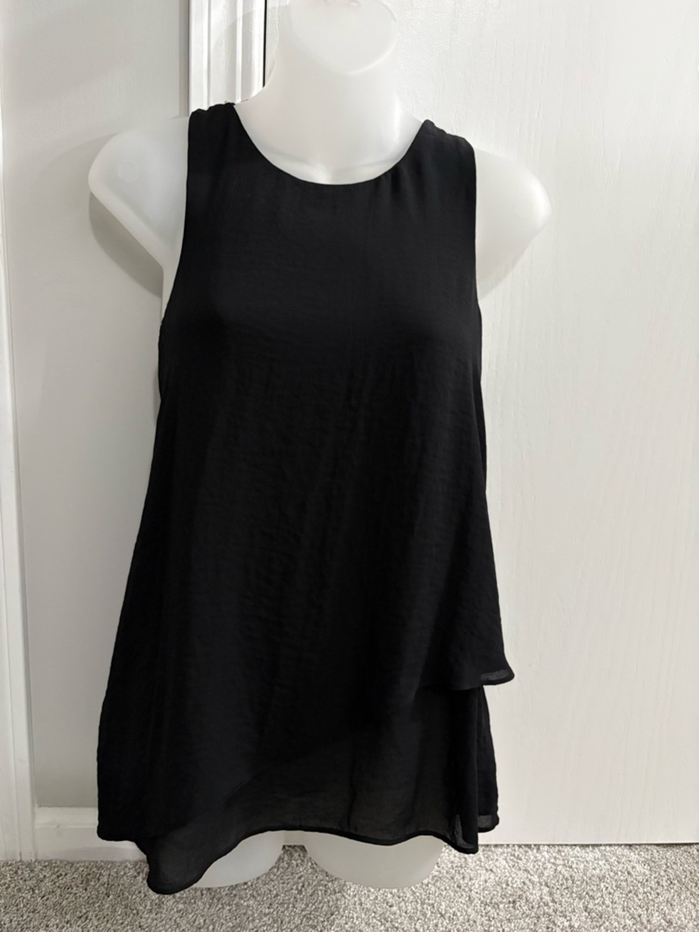 a.n.a Black Layered Sleeveless Tank Top Size M